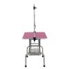 42" Folding Dog Pet Grooming Table Stainless Steel Frame Rubber Mat on Board with Adjustable Arm and Clamps pet dog Grooming Table (PINK COLOR)
