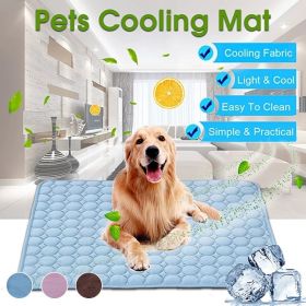 Dog Mat Cooling Summer Pad Mat For Dogs Blanket Sofa Breathable Pet Dog Bed Summer Washable For Small Medium Large Dogs Car (Color: mesh cloth blue)