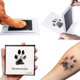 Pet Handprint And Footprint Kit For Dog; Dog Paw Print Pad Kit; Clean Touch Ink Pad For Pets; 3.7*2.2in (Color: black)