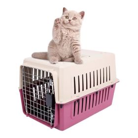 Portable Pet Box Dog Carrier Cage with Chrome Door (Color: Red)